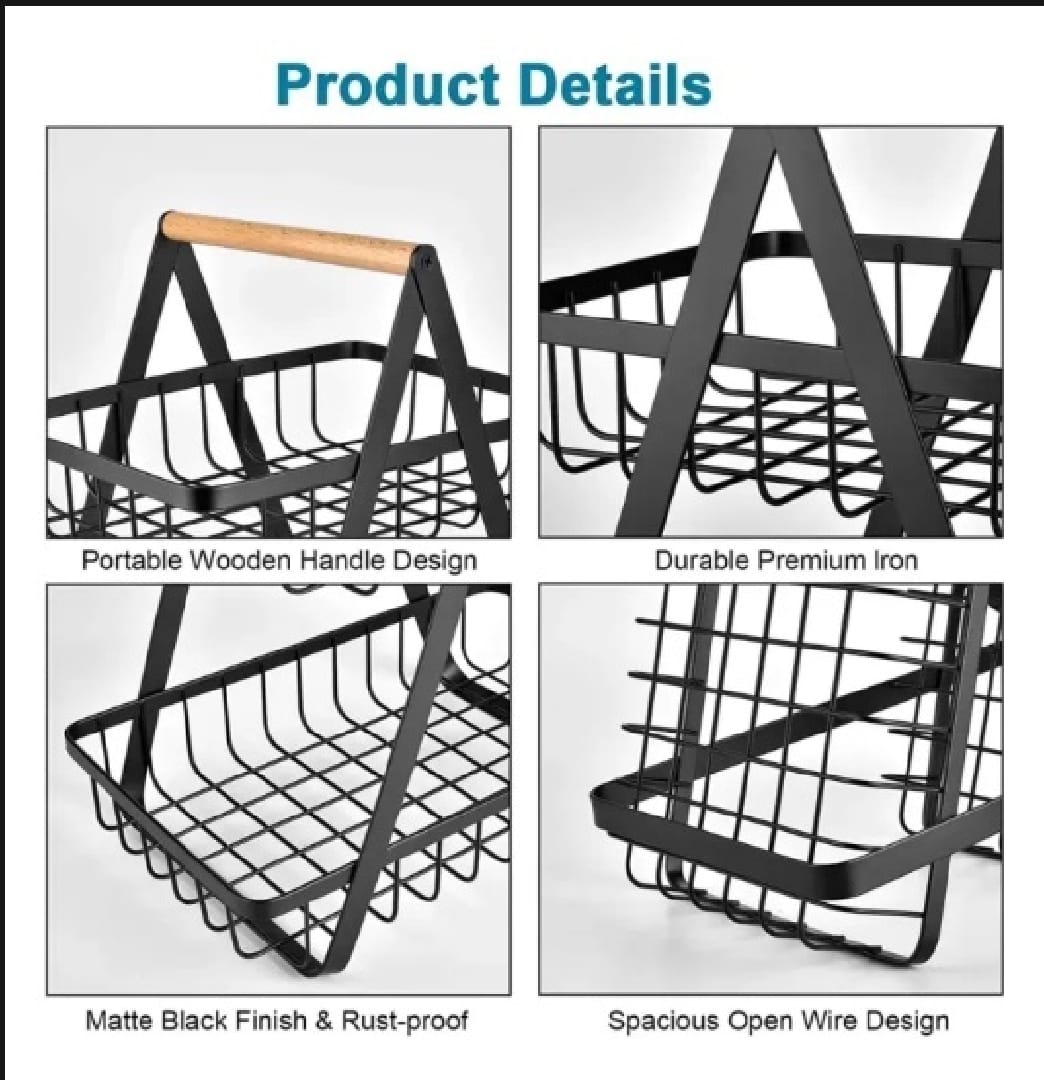 Fruit Basket Fancy Portable 2 Tier & 3 Tier Kitchen and Living room basket.