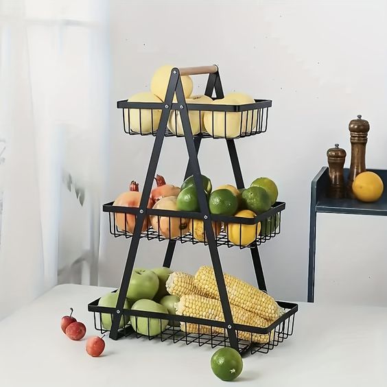 Fruit Basket Fancy Portable 2 Tier & 3 Tier Kitchen and Living room basket.