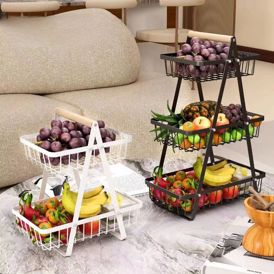 Fruit Basket Fancy Portable 2 Tier & 3 Tier Kitchen and Living room basket.